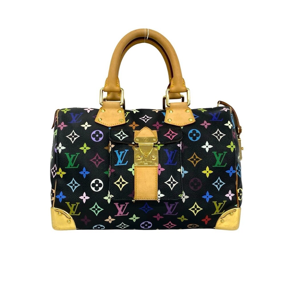 LOUIS VUITTON Speedy 30 Monogram Multicolor Leather Handbag Boston Bag Black ...